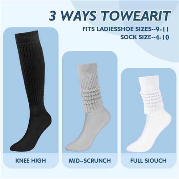 Women's Slouch Socks - Soft Extra Long Scrunch Knee High Socks - Picture 3 of 8